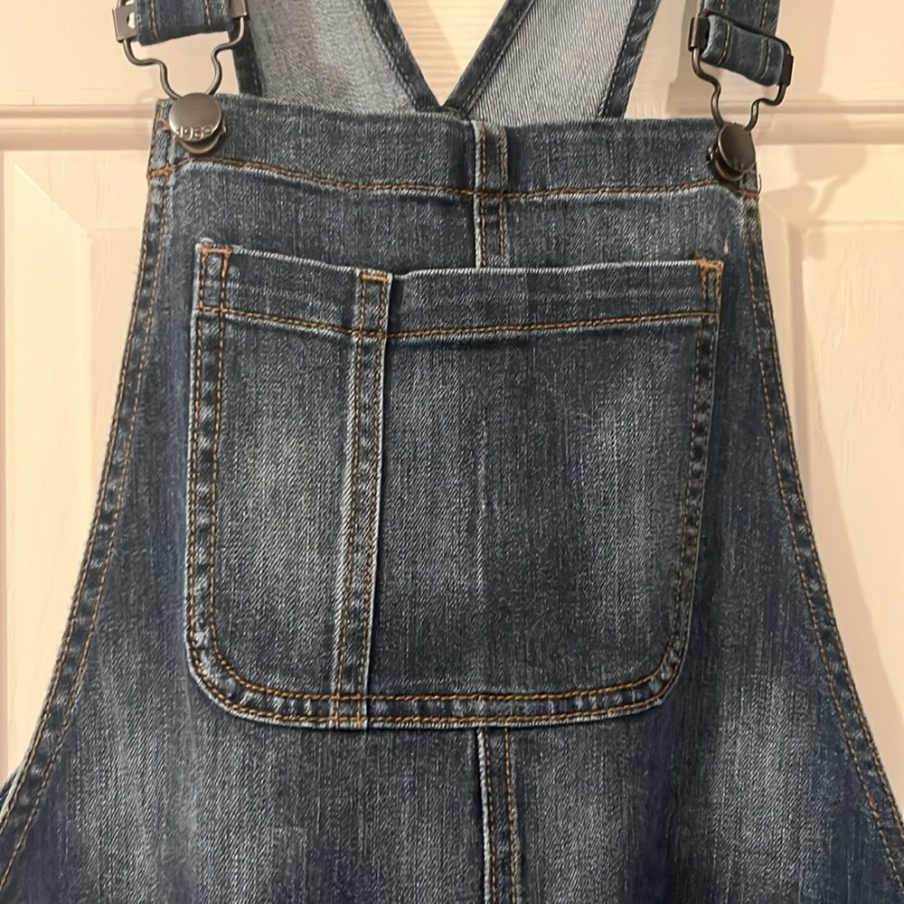 Gap Dark Denim Women’s Overalls Adjust straps side zip belt loops pockets USED S - Picture 3 of 11